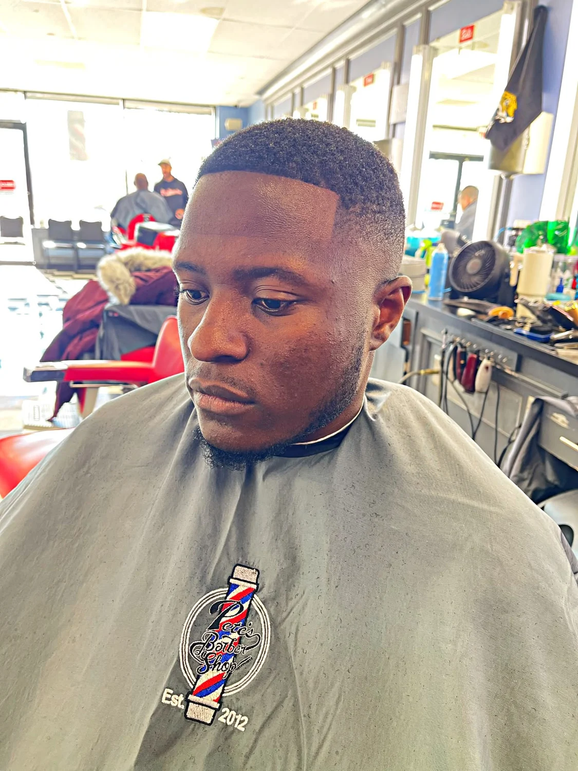 Short finished haircut at the barbershop