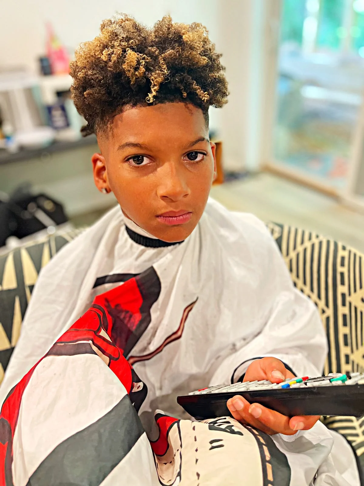 Youth haircut in progress